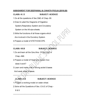 Pinki Mam Assignment

Sub: Science
Classes:-5 D, 6 D, 7 B